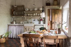 Country house kitchen design in rustic style