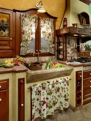 Country house kitchen design in rustic style