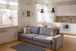 Upholstered furniture in the interior of the kitchen and living room