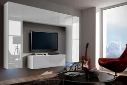White living room in modern glossy style photo
