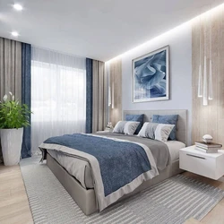 Gray blue bedroom design photo
