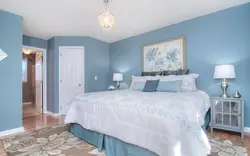 Серо голубая спальня дизайн фото