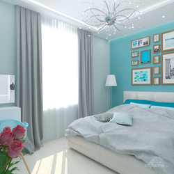 Серо голубая спальня дизайн фото