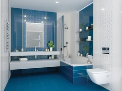 Blue and white tiles in the bathroom photo