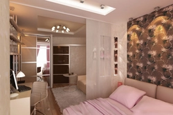 Комната на две зоны спальня дизайн фото