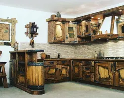 Solid wood kitchen in the interior