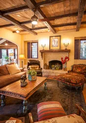 Living room in a rustic house photo