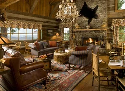 Living room in a rustic house photo