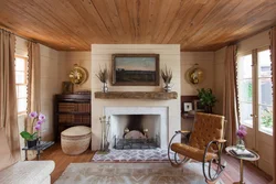 Living room in a rustic house photo