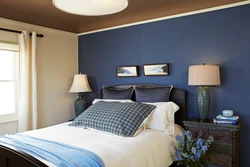Blue and brown in the bedroom interior