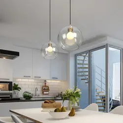 Подвесные Светильники На Кухне Над Столом Фото В Интерьере