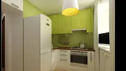 Kitchen project in Khrushchev with a refrigerator photo