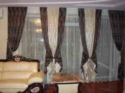 Тюль на два окна в гостиной фото