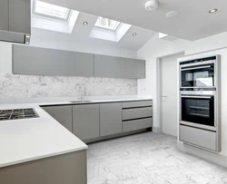 Gray marble in the kitchen interior