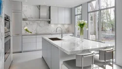Gray Marble In The Kitchen Interior