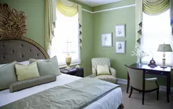 Дизайн спальни в фисташковом цвете
