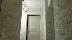 Hallway Design With Bricks And Wallpaper