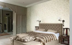 Bedroom design with photo wallpaper pasted