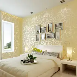 Bedroom design with photo wallpaper pasted