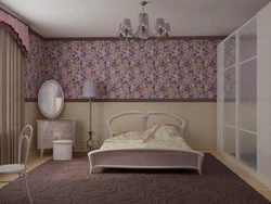 Bedroom design with photo wallpaper pasted