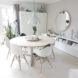 Kitchen interior with white table