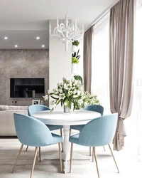 Kitchen interior with white table