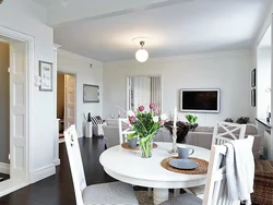 Kitchen interior with white table