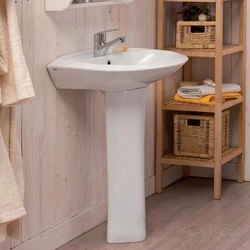 Sink with pedestal in the bathroom interior