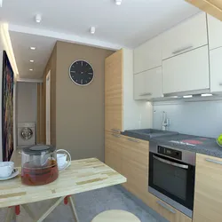 Kitchen interior in one-room apartment
