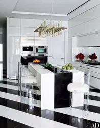 Black and white kitchen wallpaper color photo