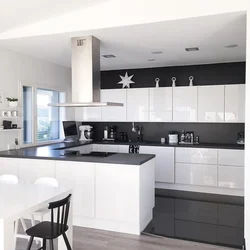 Black and white kitchen wallpaper color photo