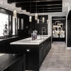 Black and white kitchen wallpaper color photo