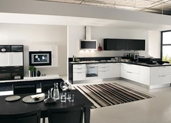 Black And White Kitchen Wallpaper Color Photo
