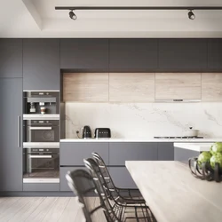 Light Gray Kitchen Design With Wood