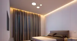 LED işıqlandırma ilə yataq otağı üçün asma tavan fotoşəkillərinin növləri