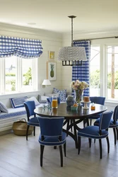 Синий диван на кухню фото
