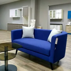 Blue sofa in the kitchen photo