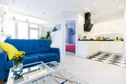 Синий диван на кухню фото