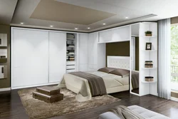 Дызайн спальні з убудаванымі шафамі
