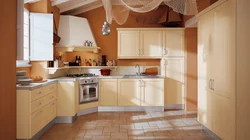 Wallpaper for a beige kitchen interior photo