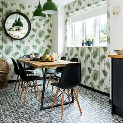 How to wallpaper in the kitchen design with pictures