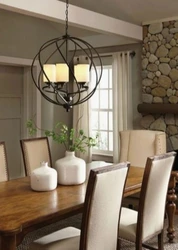 Chandelier Above The Dining Table In The Kitchen Photo