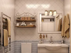 Дизайн ванной комнаты с полками в стене
