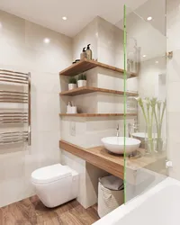 Bathroom design with shelves in the wall