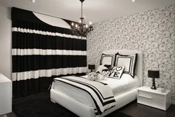 White Wallpaper In The Bedroom Interior Photo