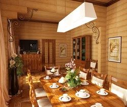 Design kitchen dining room in a country house design photo