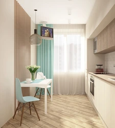 Design of a one-room apartment with a loggia in the kitchen