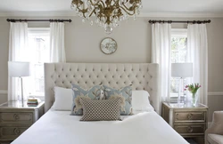 Curtains for a white bedroom in a modern style photo