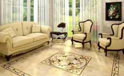Photo of floor tiles in the living room interior photo