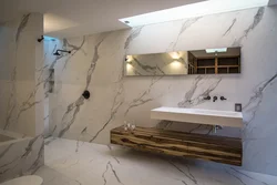 Finishing the bathroom with flexible stone photo